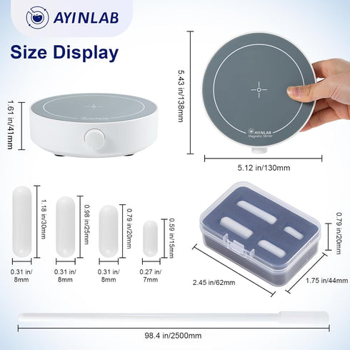 Magnetic Stirrer with Speed Control, Fast Stir Plate, 4pcs Magnetic Stir Bars, 1 Stir Bar Retriever, Max Volume 3000ml