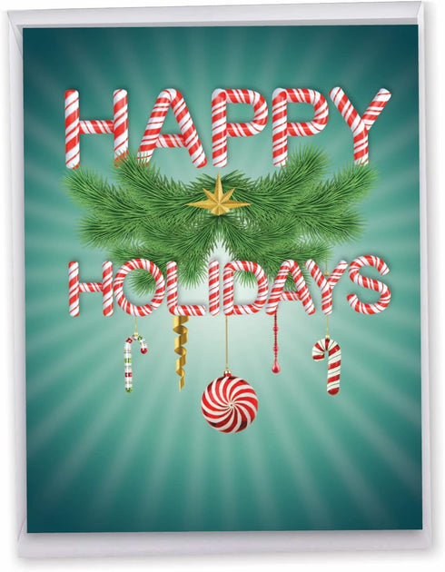 The Best Card Company Jumbo Merry Christmas Card (8.5 x 11 Inch) - Big Group Notecard for Happy Holidays, Xmas