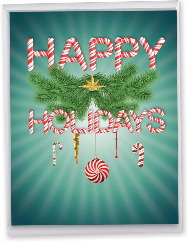 The Best Card Company Jumbo Merry Christmas Card (8.5 x 11 Inch) - Big Group Notecard for Happy Holidays, Xmas
