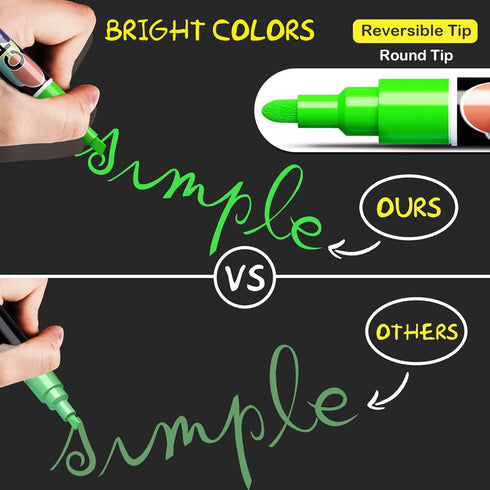 Liquid Chalk Markers Pens - 8 Colors Washable & Wet Erase Neon Chalk Makers for Blackboard, Chalkboard Signs, Glass Window, Graduation Celebration School Kids Art - Erasable Window Markers for Cars by SAKEYR