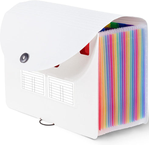 Sooez 24 Pockets Expanding File Folder with Blank Labels, Accordion Organizer for A4 Paper Document