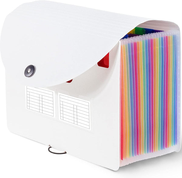Sooez 24 Pockets Expanding File Folder with Blank Labels, Accordion Organizer for A4 Paper Document