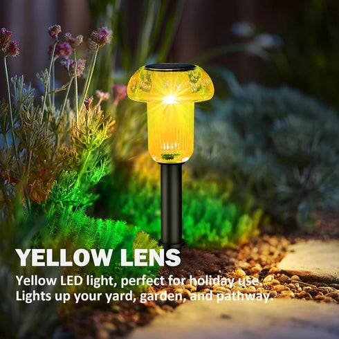 4 Pack, Easter Solar Pathway Lights Outdoor Decorative Yellow LED Mushroom Solar Lights Outdoor Waterproof Solar