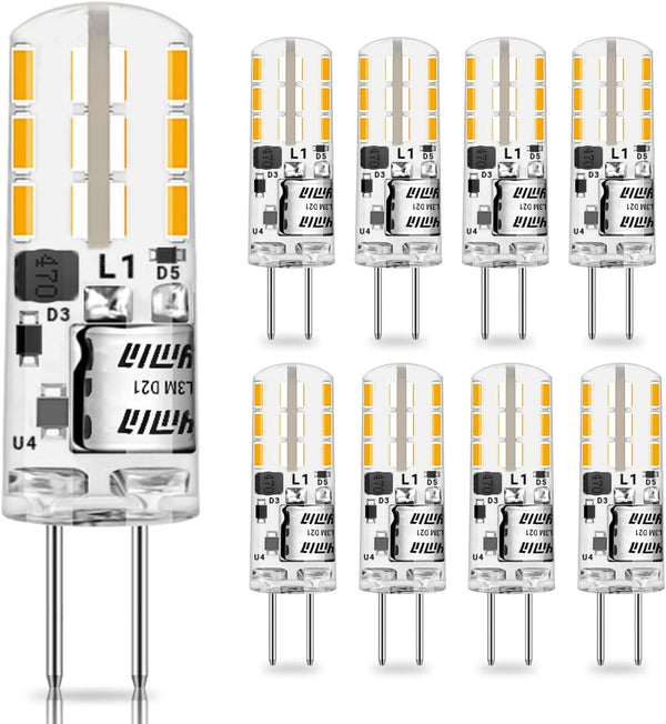 YUIIP G4 LED Bulb, 2W 10W 20W Halogen Replacement, AC/DC 12V G4 Bi-Pin Base, Warm White 3000K, 8 Pack