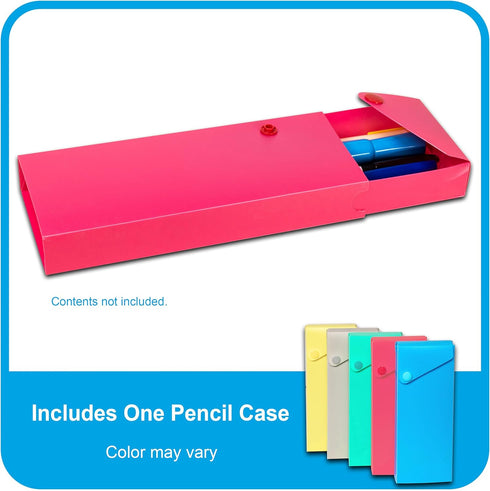C-Line Slider Pencil Case, Poly, Assorted Colors, Pack of 24 (05600-24)