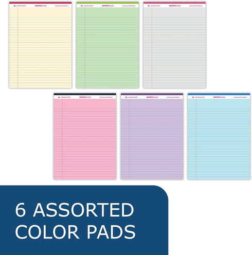 Roaring Spring Enviroshades Recycled Legal Pads, 50 Sheets, 8.5" x 11.75", Pack of 6 Assorted Colors