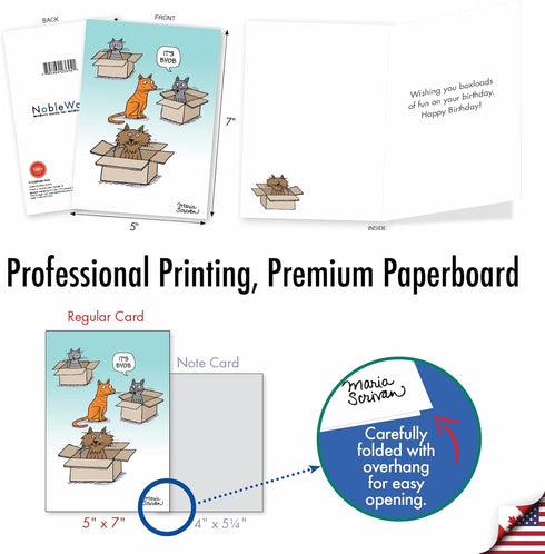NobleWorks 1 Happy Birthday Cartoon Greeting Card, Funny Notecard with Envelope, Comic Stationery - Bring Your Own Box