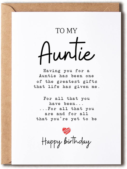 EruditeGifts To My Auntie - Auntie Birthday Card - Auntie Is The Greatest