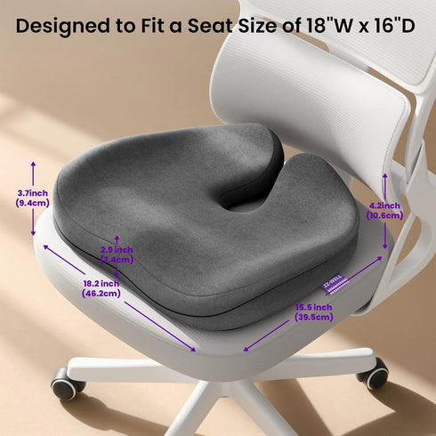 Tailbone ZZ-WELL Seat Cushions for Office Chairs, Car Seat - Patented Coccyx Cushion for Pain - Memory Foam Butt