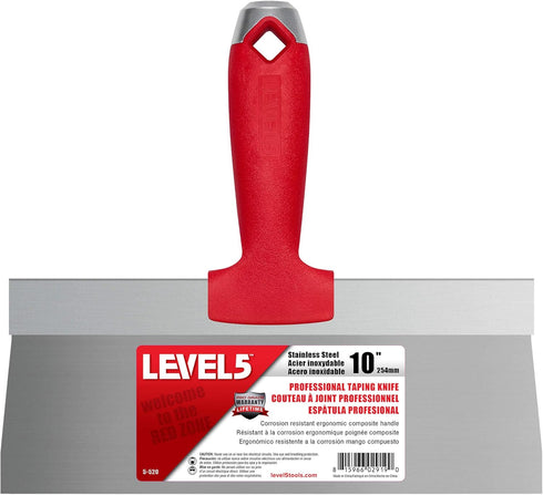 LEVEL5 10-Inch Stainless Steel Taping Knife with Solid Composite Handle | Premium quality, corrosion-resistant, lightweight, impact and solvent-resistant | 5-520 by LEVEL5