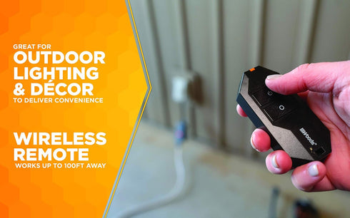 Woods 50125WD Wireless Remote Control Outlet Kit, Electrical Plug In Remote Light Switch, 1 Grounded Outlet, Black
