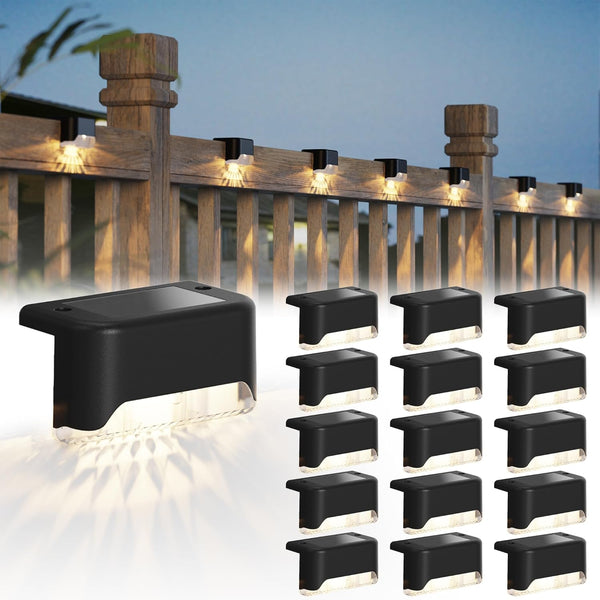 JACKYLED Solar Deck Lights 16 Pack Solar Fence Light Solar Powered Outdoor