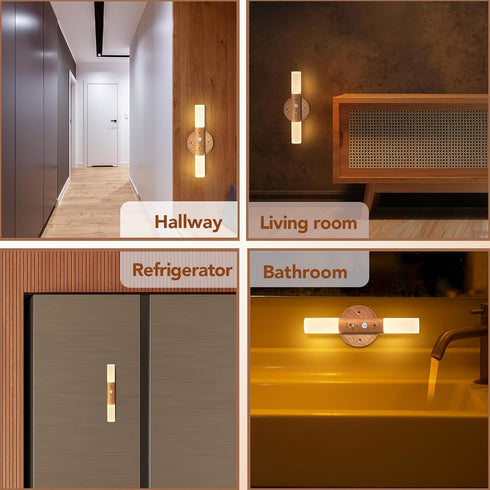 Set 2 360 LED Motion Sensor Lights Battery Operated Wall Sconces of Rechargeable Wireless Picture Art Light Magnetic