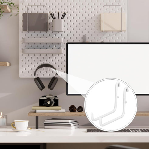 24 Pcs White Pegboard Hooks, Long L Shape Accessories Compatible with IKEA Skadis for Home Office Storage