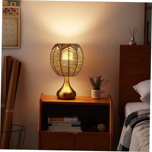 5.5x5.9 Inch, Cabilock Woven Lamp Shade with Metal Frame, Boho Round Small Lampshade Replacement, Woven Light Shade