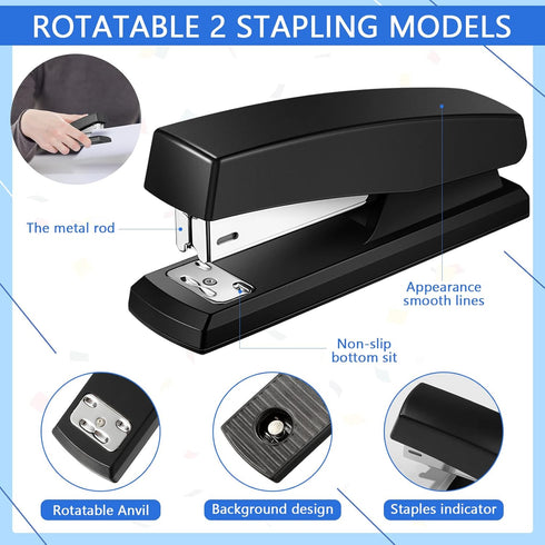 Queekay Office Stapler Set - 16 Pieces Desk Accessory Kit - Includes Staplers and Tape Dispensers