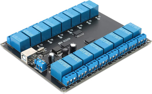 Yoidesu 9-36V 16 Channel Relay Module, USB Controlled Relay Board with 16 SPDT Relays for ON/Off Switching