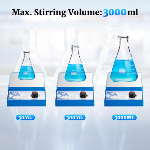 Magnetic Stirrer with 4 PCS Stir Bars, Stir Plate 3000RPM Magnetic Mixer for 3000mL Lab Stirrers