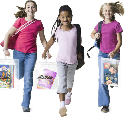 Hanging Storage Bags 24 Pack, Large Hook Clear Plastic Bags 10 x 12.5-inch for Classroom, Library and Pharmacy Use