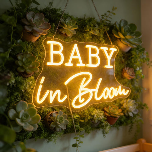 Baby In Bloom Neon Signs Led Gender Reveal Party Boy/Girl Decorations Neon Letters Signs Pregnancy Announcement Party