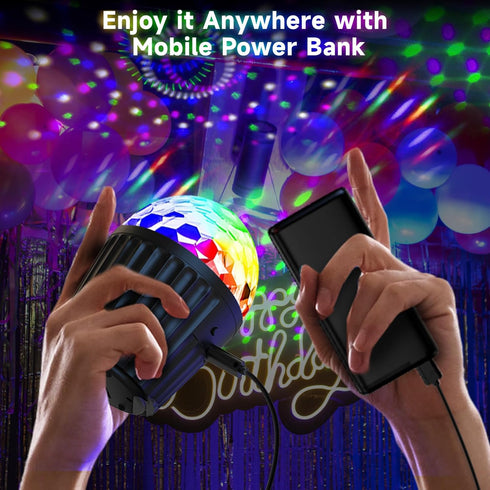 2-Pack memzuoix Portable Mini Disco Ball Light for Party, RGB DJ Strobe Light with Remote Control and USB Cable, Sound
