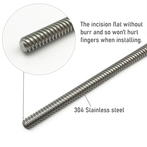 2PCS 400mm Tr8x8 Lead Screw with T8 Brass Nut for LCD DLP SLA 3D Printer Z Axis and CNC Machine (Acme Thread)