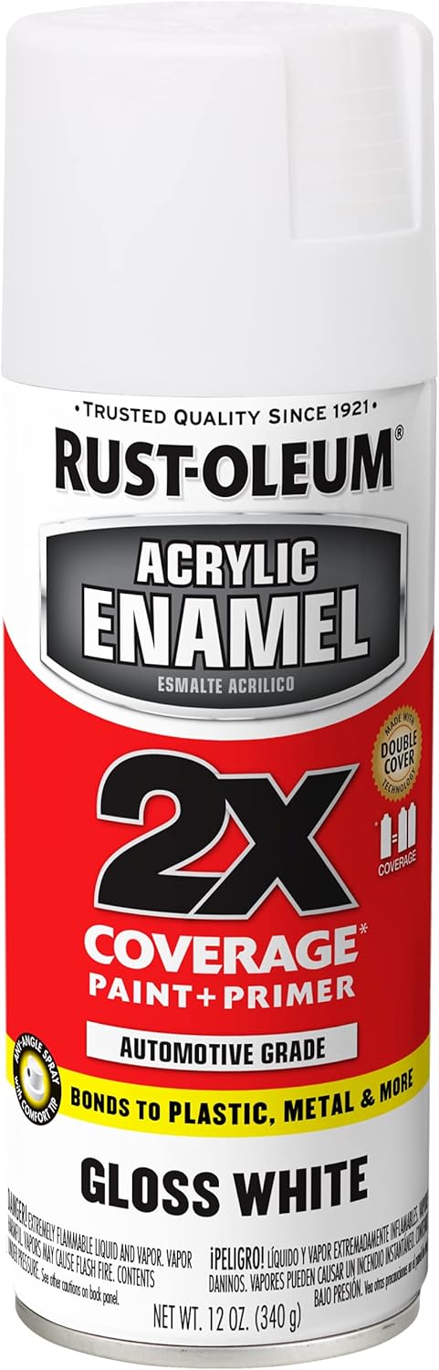 Rust-Oleum 271919 Acrylic Enamel 2X Spray Paint, Gloss White, 12 oz