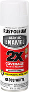 Rust-Oleum 271919 Acrylic Enamel 2X Spray Paint, Gloss White, 12 oz