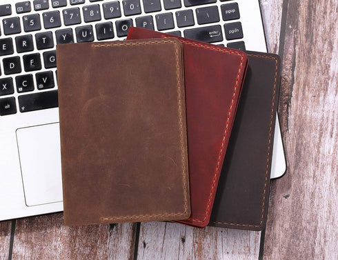 Leather Journal Cover for 3.5" x 5.5" Pocket Notebook with Pen Loop, Compatible with Rocketbook Mini - Wine