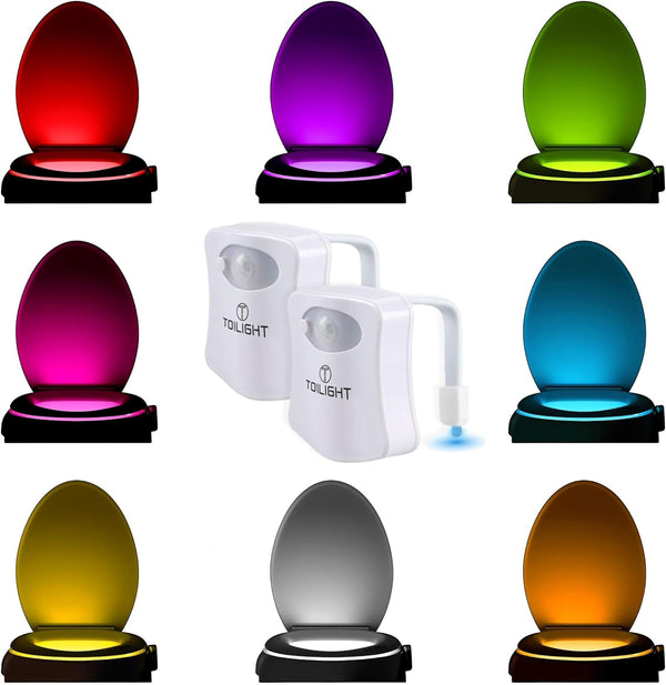 ToiLight 2 Pack. The Original Toilet Bowl Night Light. Fun & Useful Bathroom