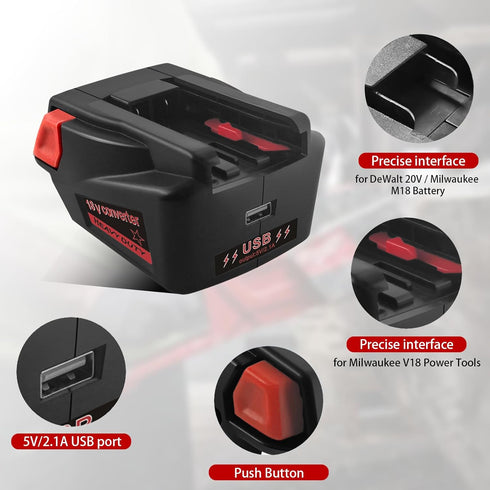 M18 to V18 Adapter for Milwaukee 18V V18 NI-CD Tool, Convert Dewalt 20V 60V MAX XR to Milwaukee V18 Cordless Tools