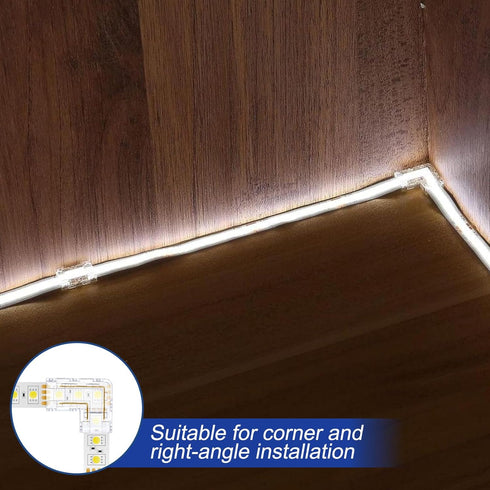 Styquenzer 12 8mm 2-Pin 5V/9V/12V/24V Pcs COB LED Strip Light Connectors, LED Strip, Gapless L-Shaped Corner