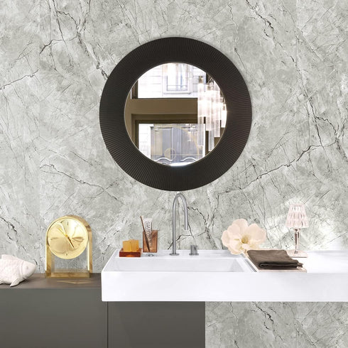 Erfoni Gray Glossy Marble Wallpaper, Peel and Stick Contact Paper for Kitchen Cabinets, 15.8"x118.1"