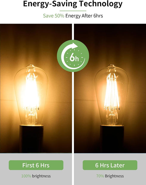 Bulbs ST58(ST19), 2700K, 6.5W=60W, Non-Dimmable Bulb Garden,750LM, E26, 4-Pack Qualilux Dusk to Dawn Edison Light Soft