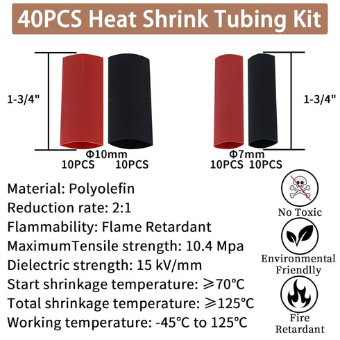 80 Pcs Copper Wire Lugs, Battery Terminal Connectors AWG 8 6 12/10 with Heat Shrink Set