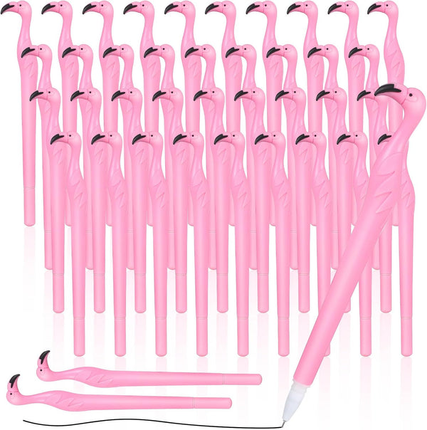 Fulmoon Cute Flamingo Gel Ink Pens, Pink Flamingo Gift for Child, Teacher, Student, 0.5mm Black Ink, 40 Pcs