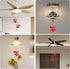 2 Pack Silver Ceiling Fan Pull Chains Extension, Red Crystal Prisms Flower Pendant Pull Chains for Ceiling Fans