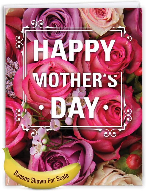 NobleWorks Big Mother's Day Card with Envelope, 8.5 x 11 Inch, Flowers for Mom