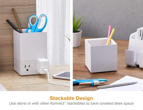 Bostitch Office Konnect 2-Pack Pencil Cup Desk Organizer, Pen Holder, White