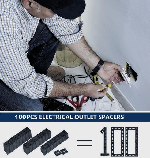Switch and Receptacle Spacer Outlet Spacers for Electrical Box, 100pcs Electrical Outlet Spacers Shims Socket Electrical Box Extender Outlet Spacers for Loose Outlet Electric Switch (Black)