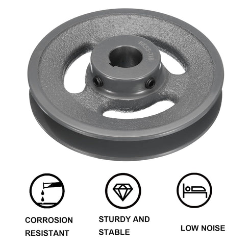 uxcell BK55-7/8 V-Belt Sheave, 7/8" Bore 5.25" OD Single Groove Cast Iron Sheave for 3L or B Belt