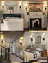 Set 2: 8000mAh Dimmable TOOWELL Battery Operated Wall Sconce of Black Rechargeable Wall Lights Fixtures LED with Remote