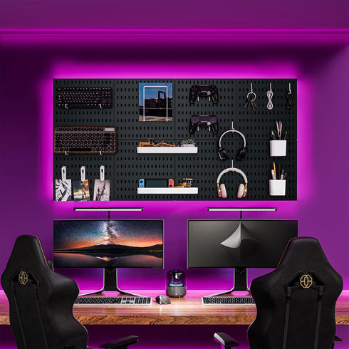 Pegboard Combination Kit for Wall Organizer, 4 Pieces Black Pegboards with 14 Accessories for Kitchen, Bedroom, Office