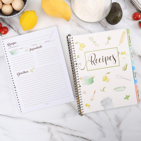 Recipe Book to Write Your Own Recipes, 8.5" x 11" Personal Blank Recipe Notebook, Removable Hardcover Journal with 8