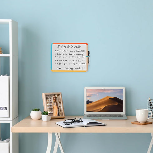 Mr. Pen Dry Erase Board 14” x 11” with Colorful Frame, Black Marker, Small White Board for Kids