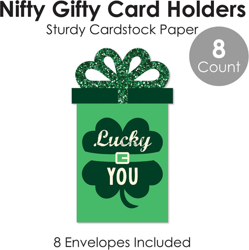 Set 8 Big Dot of Happiness St. Patricks Day - Saint Paddys Day Party Money and Gift Card Sleeves - Nifty Gifty Card