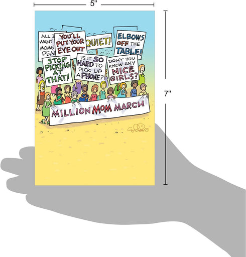 NobleWorks - Funny Mother's Day Card with Envelope, Cartoon Greeting, Stationery Gift for Mom, Million Mom March