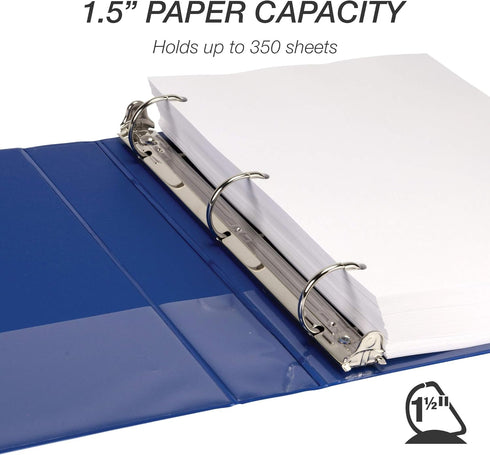 Samsill Durable 1.5 Inch Binder, D Ring Customizable Clear View Binder, Blue, 4 Pack, Holds 350 Pages