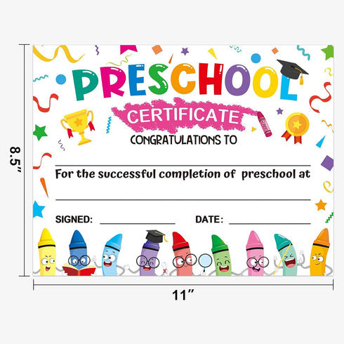 AUGTHEEP 35 8.5 11 Inches Pcs Preschool Diploma for Kids Preschool Graduation Award Certificate for Kids Certificates