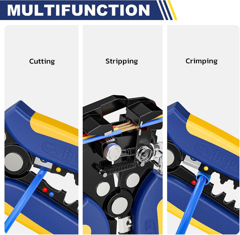 haisstronica Self-Adjusting Wire Stripper, 3 in 1 Heavy Duty Automatic Electrical Wire Strippers for 10-24 AWG